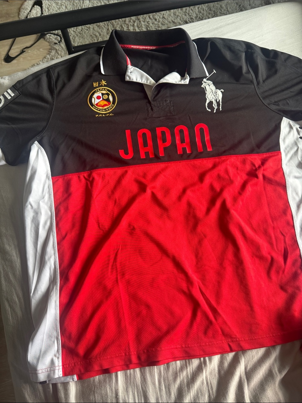 Ralph Lauren Black, Red & White 'Japan' Polo Rugby Shirt